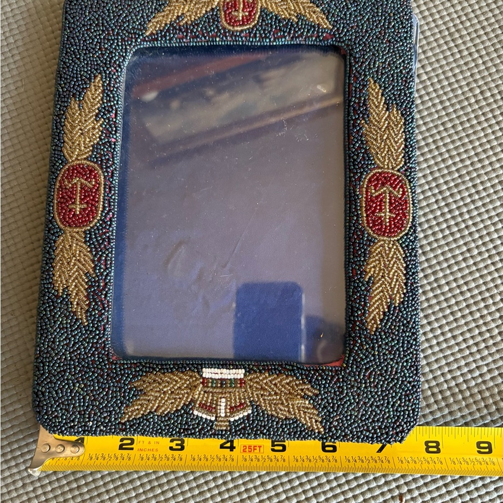 Beaded Picture Frame with Naval/military motif 5x7” - Picture 2 of 5